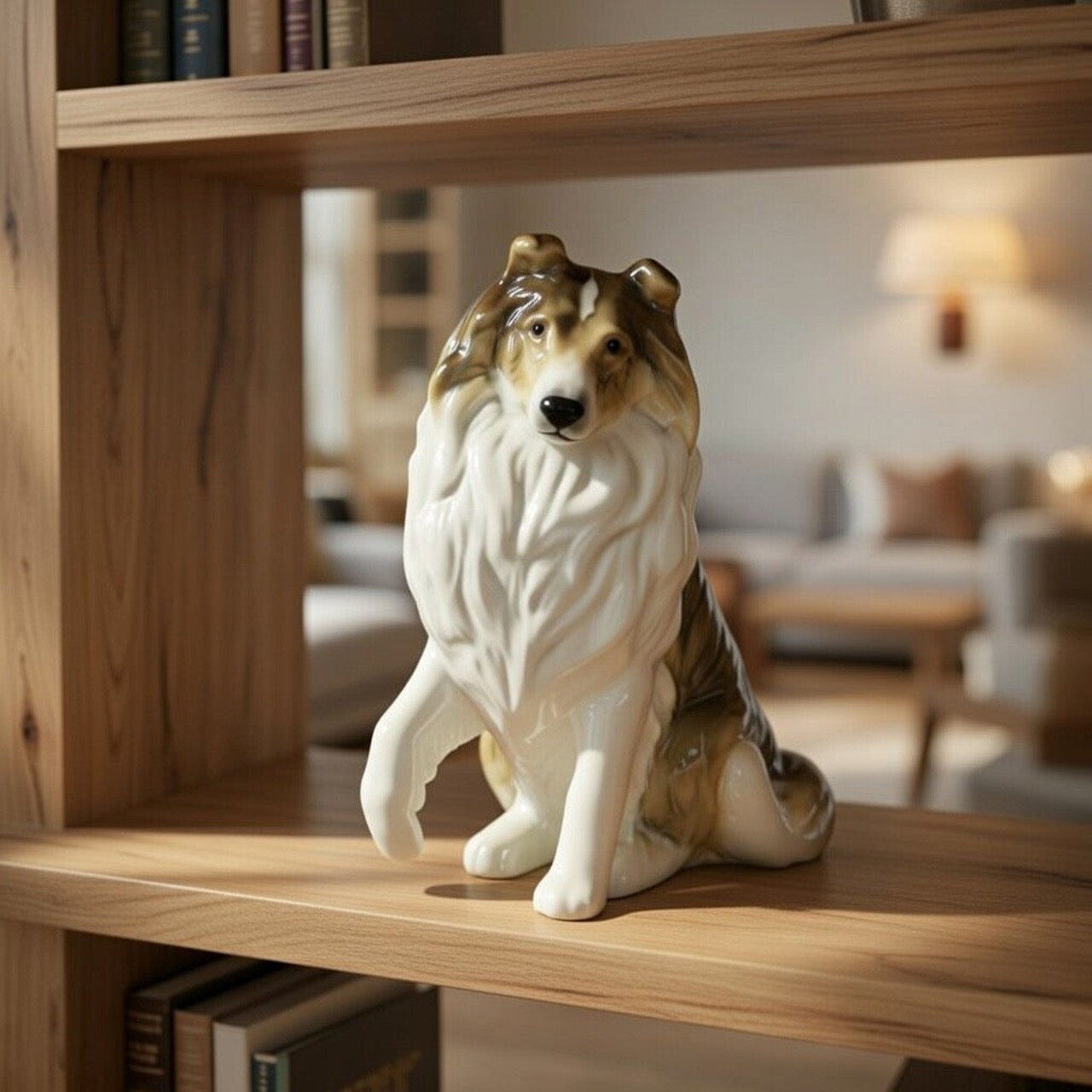 Ceramic Border Collie Dog Figurine, Lassie Come Home, Home Décor, Gift for Her, Gift for Mom, Kitchen Décor, Dog Lover Gift, Pet Loss Gift